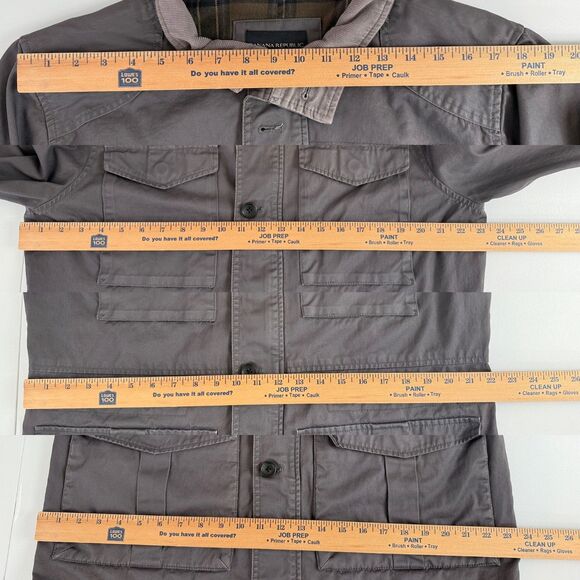Banana Republic Gray Flannel Lined Field Military Utility Safari Jacket Men's L - Picture 8 of 12